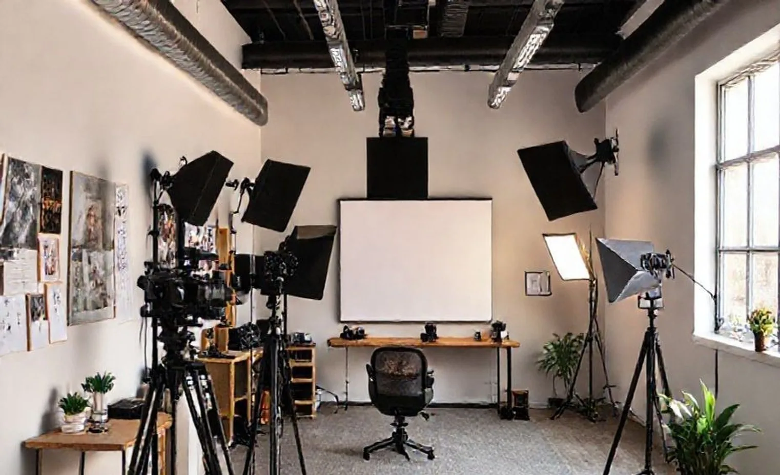 Video production office setup